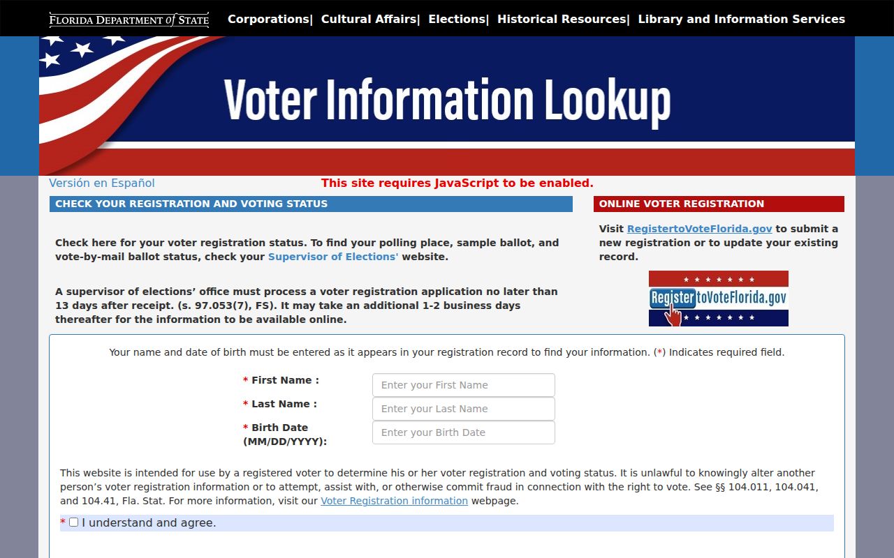 Florida voter information lookup used by Ocala residents