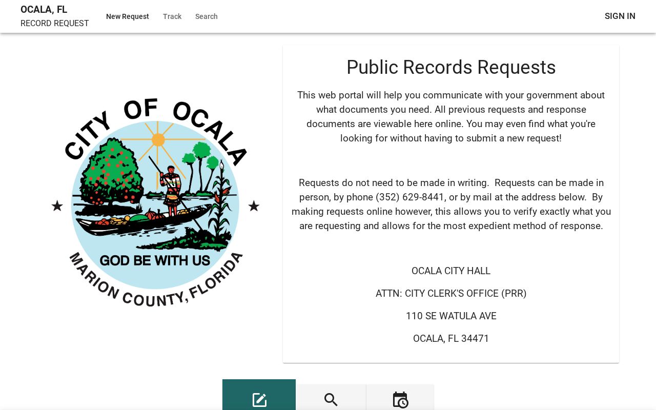 City of Ocala online public records request portal